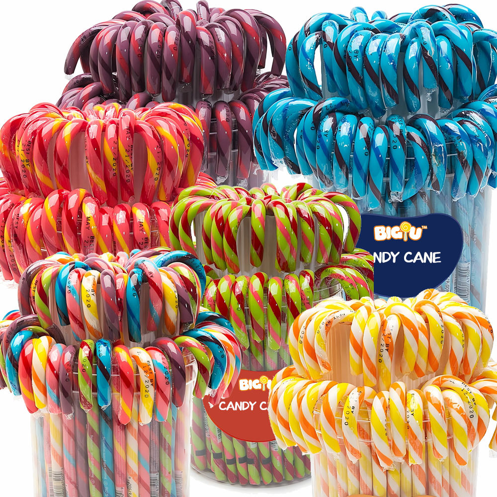 HC0465 multicolor wrapped candy canes in bottle displays